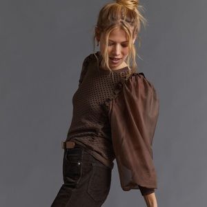 NWT Anthropologie Tulle-Sleeved Sweater